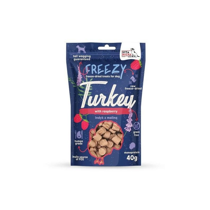 Freezy indyk z malinami i suszoną lawendą 40g Syta Micha