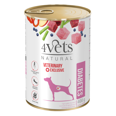 4vets diabetes 400g dla psa z cukrzycą dla psa z cukrzycą mokra karma dla psa z cukrzycą zdrowie dieta mięso