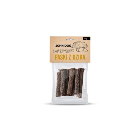 John Dog paski z dzika 150g dzik kaczka sarna jelen królik zwierzynkowo przysmak smakołyk