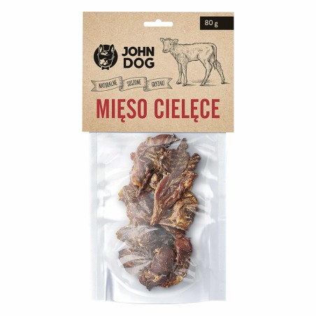 John Dog gryzaki naturalne 100% mięso cielęce kostka 80g Smakołyk zwierzynkowo smakołyk przysmak zdrowie
