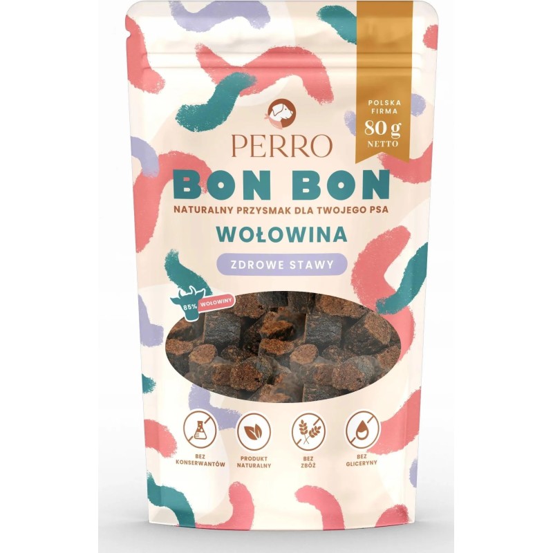 Perro BON BON Wołowina 80g – zdrowe stawy Przysmaki z dodatkiem funkcyjnym 80g