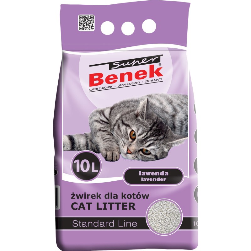 Super Benek Standard Lawenda 10L Żwirek bentonitowy dla kota