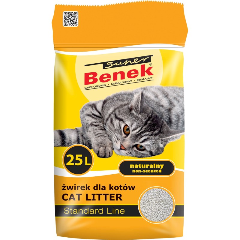 Super Benek Standard Naturalny 25L Żwirek bentonitowy dla kota
