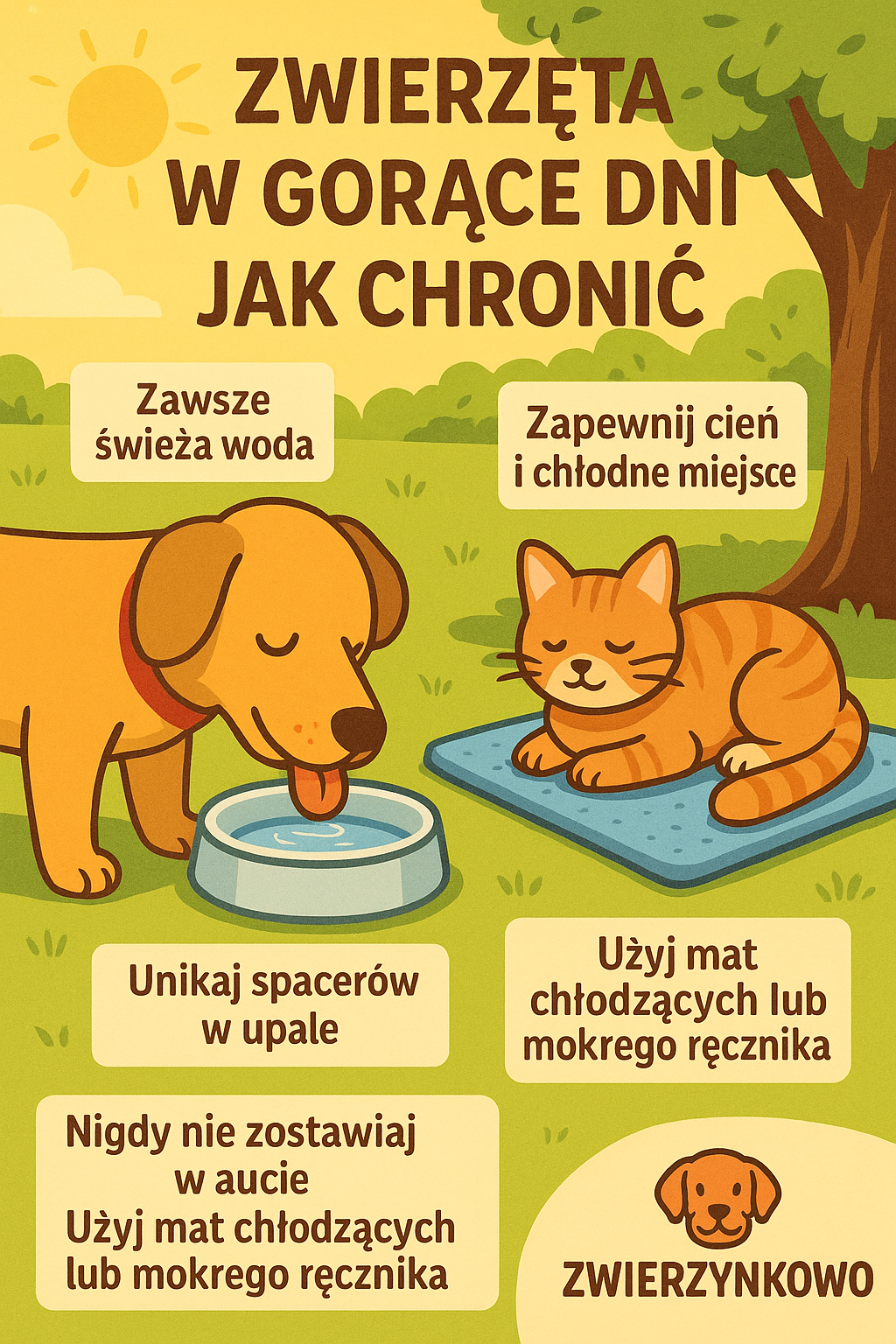 Jak chronić Psy i Koty przed upałem.